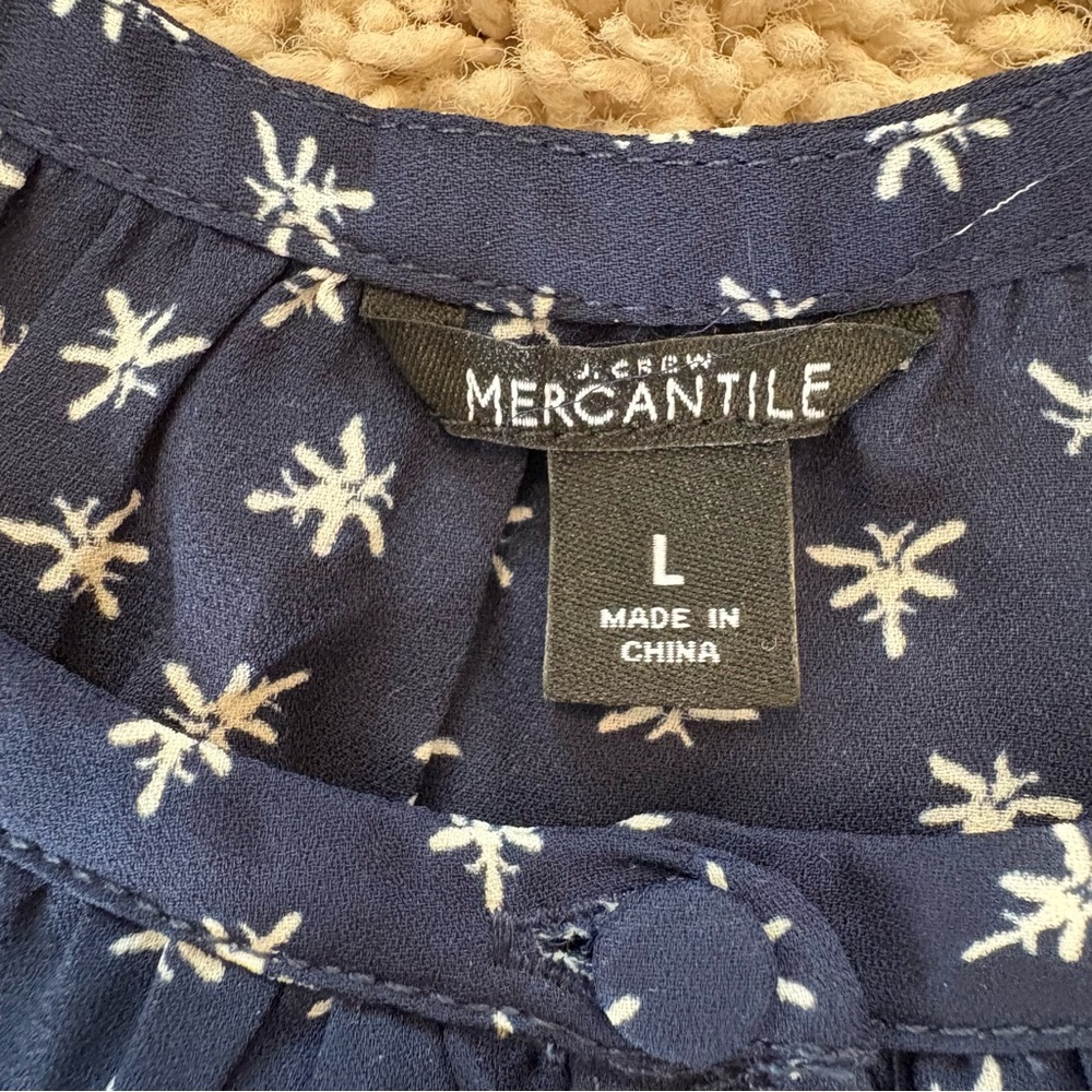 J Crew Mercantile Blue Dragonfly Print Navy White Midi Dress Size Large - Picture 12 of 14